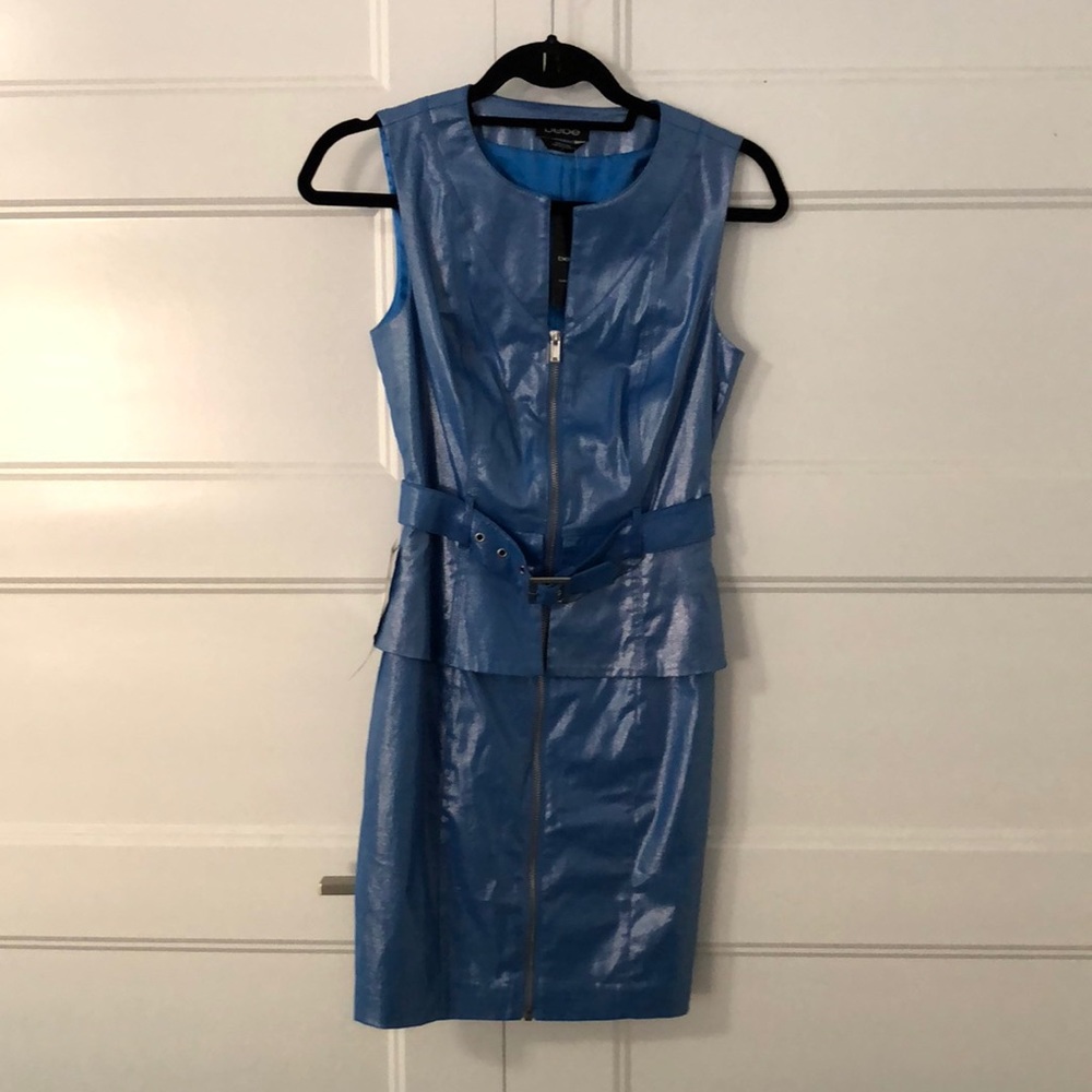 Bebe Multi Needle Stitch Peplum Dress